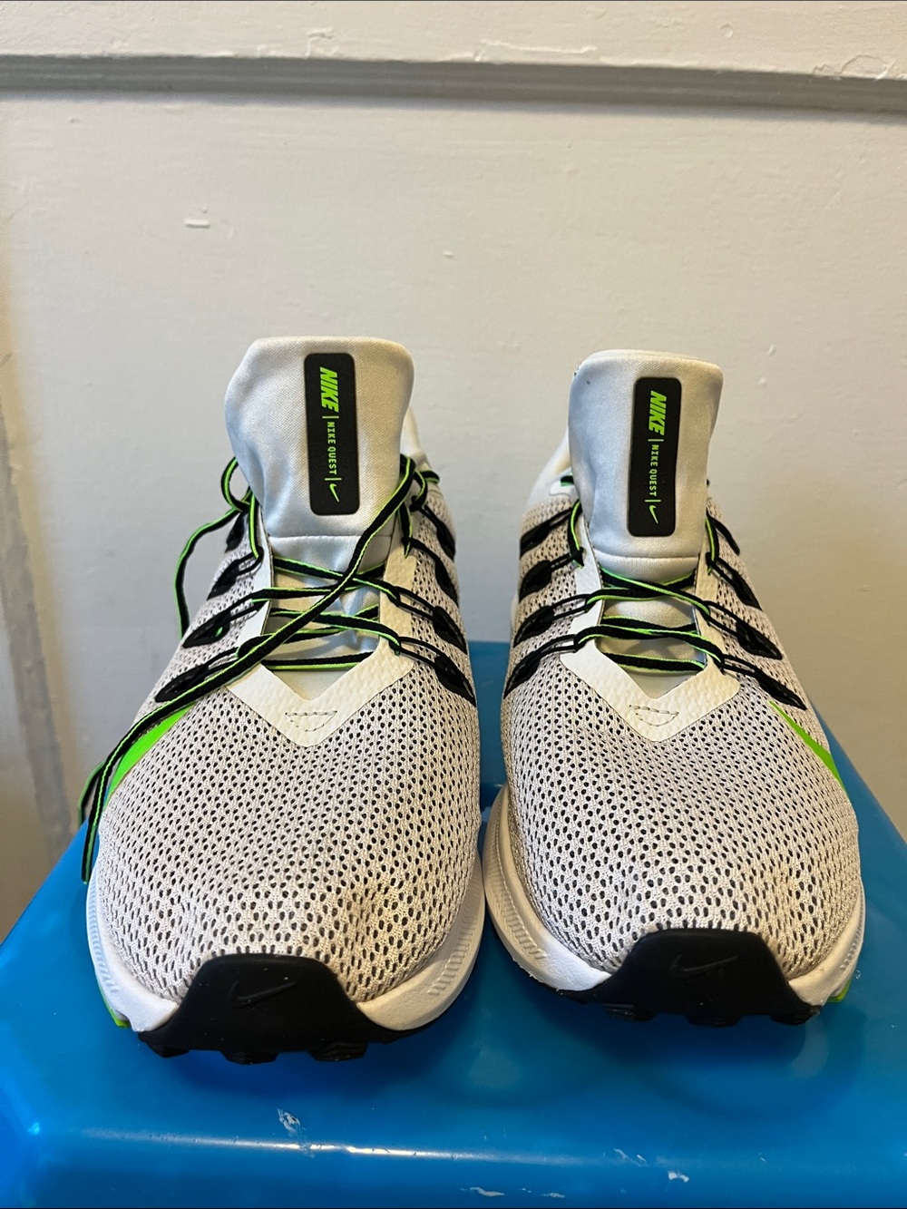 Nike Men’sWhite Sneakers with Neon Green Accents